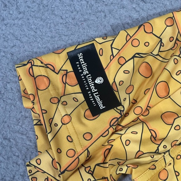 Waggle Polo Shirt Mens Large Yellow Orange Cheese Block AOP Golf Performance - Picture 5 of 7